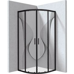 Deante Funkia Evo sprchový kout 90x90 cm půlkulatá černá matný/vzorované sklo KYPNB99P