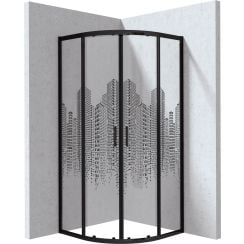 Deante Funkia Evo sprchový kout 80x80 cm půlkulatá černá matný/vzorované sklo KYPND88P