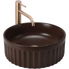 Rea Duo umyvadlo 38x38 cm kulatý na pult hnědá/béžová matný REA-U3604