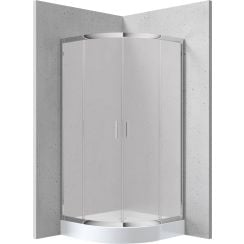 Deante Funkia sprchový kout s vaničkou 90x90 cm půlkulatá chrom lesk/průhledné sklo KYPZ651K