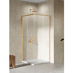 New Trendy Prime sprchový kout 90x80 cm obdélníkový zlatá kartáčovaný/průhledné sklo D-0782A/D-0781A