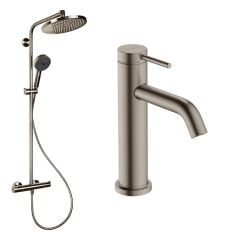 Hansgrohe Crometta sada koupelnových doplňků na stěnu s termostatem s dešťovou sprchou || 88002390