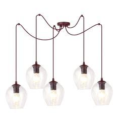 Emibig Level závěsné svítidlo 5x15 W vínová 1819/5