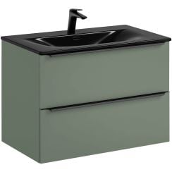 Sada skříňka Comad Sombra Green SOMBRA GREEN 82-80-46-2S, umyvadlo Comad Sky SKY 1 BLACK MATT 80 DP ( E-8099-80 ), NIAGARA UM 03 BLACK 86001B