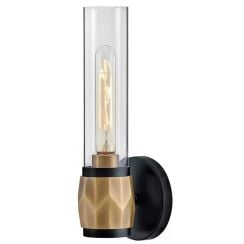 Elstead Lighting Ellison nástěnné svítidlo 1x40 W černá-mosaz-průhledná HK-ELLISON1-BK-HB