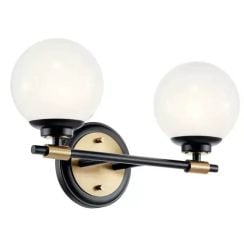 Elstead Lighting Benno nástěnné svítidlo 2x3 W černá-hnědá-opálová KL-BENNO2-BK-CPZ