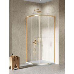 New Trendy sprchový kout 80x80 cm půlkulatá zlatá kartáčovaný/průhledné sklo K-3588