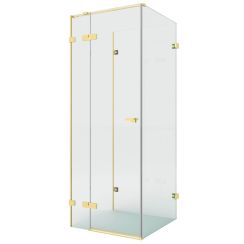 New Trendy Eventa Copper Brushed sprchový kout 90x80 cm obdélníkový zlatá kartáčovaný/průhledné sklo EXK-8374
