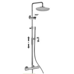 Paffoni Light sprchová sada na stěnu s termostatem s dešťovou sprchou ocel ZCOL646LIQST