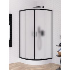 New Trendy Suvia Black sprchový kout s vaničkou 80x80 cm půlkulatá černá matný/matné sklo ZS-0045