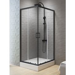 New Trendy New Varia Black sprchový kout 90x80 cm obdélníkový černá matný/průhledné sklo K-5161